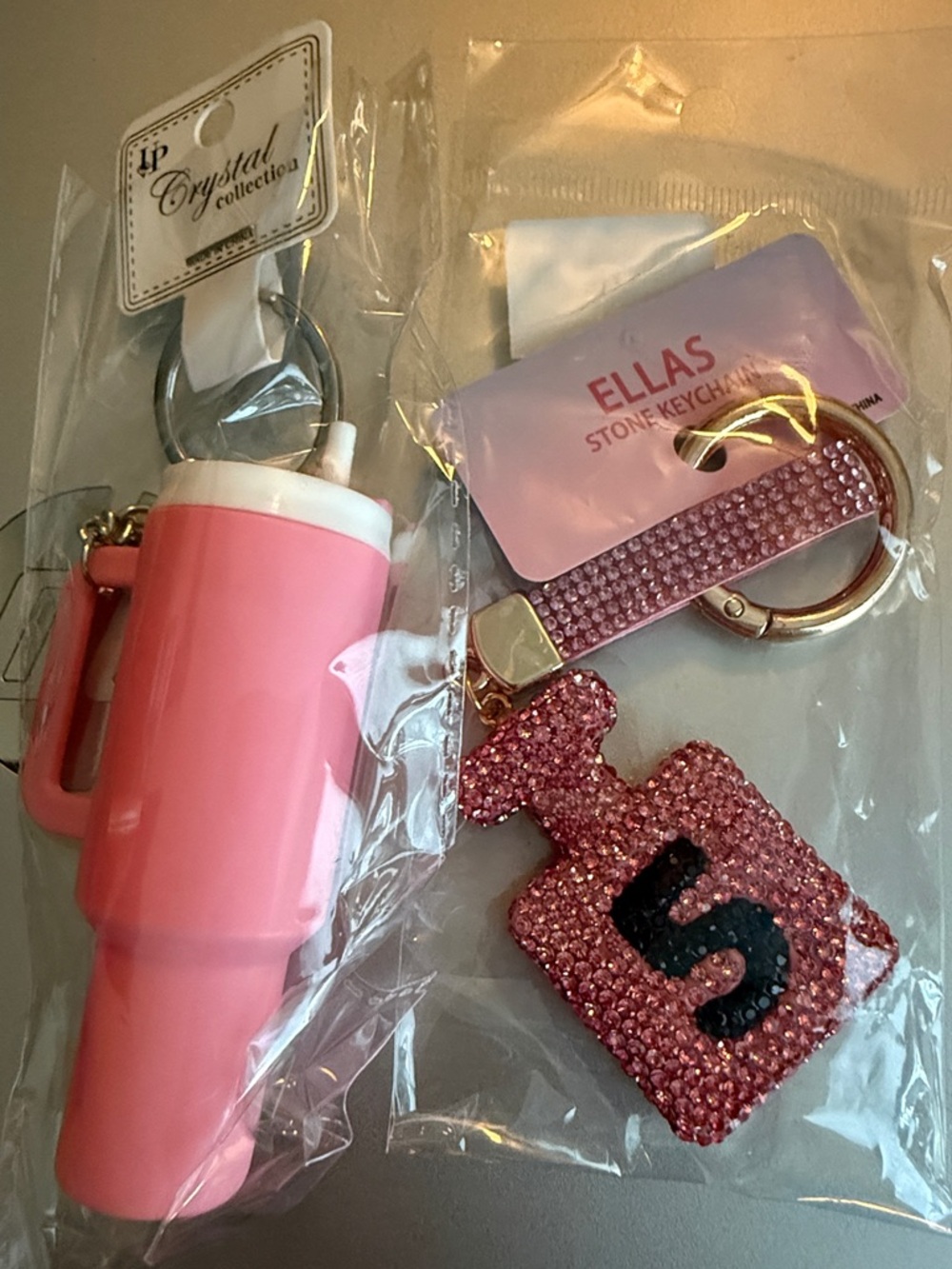 Set of 2 Keychains Pink Themed